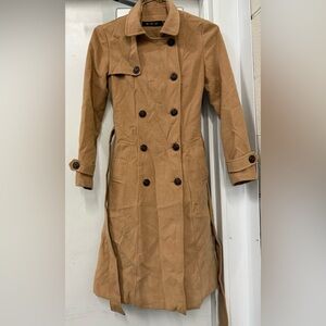 Brand Pink lady Women's Tan Double-Breasted Trench Coat